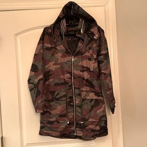 Camo Jacket with Hood, Deep Pockets, & Drawstring Waist